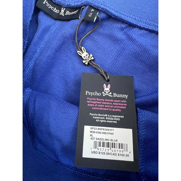Psycho Bunny Kona Sweatpant Dazzling Blue Men's Size XL NWT - Picture 3 of 16